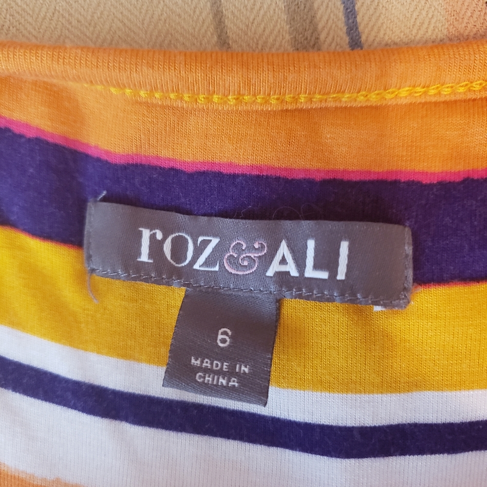 Women's Rock & Ali long Sundress sz 6 horiz colorful stripes - Picture 2 of 3